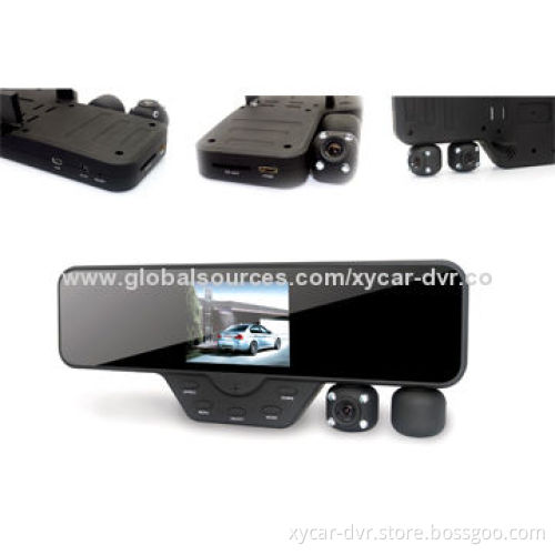Rear-view Mirror DVR, Night Vision Safety Assist System, Two Screens, 8GB TF Card for Recording